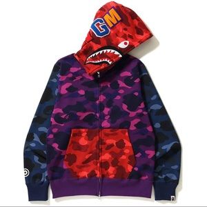 Bape Multi Camo Shark Full Zip Hoodie
